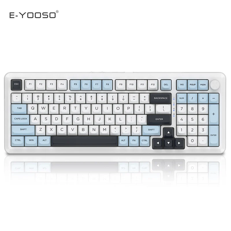 E-Yooso Z-98 Tri-Mode RGB 98-Keys Mechanical Keyboard White/Blue (Silverwood Switch)