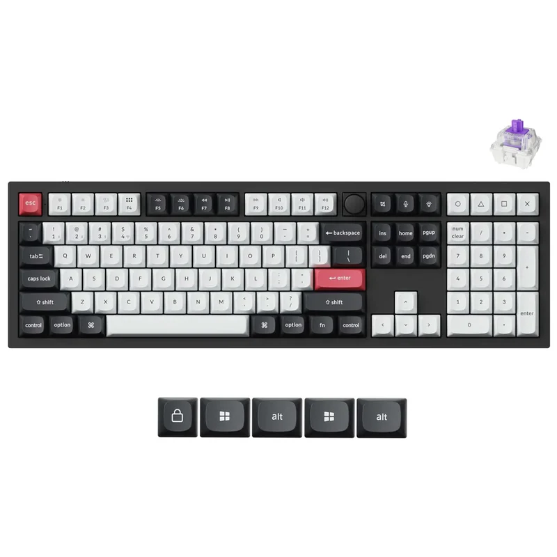 Keychron Q6 HE QMK Fully Assembled Knob RGB Full Size Wireless Custom Keyboard - Carbon Black (Gateron Double-Rail Magnetic Nebula Switch) (Q6H-M1)