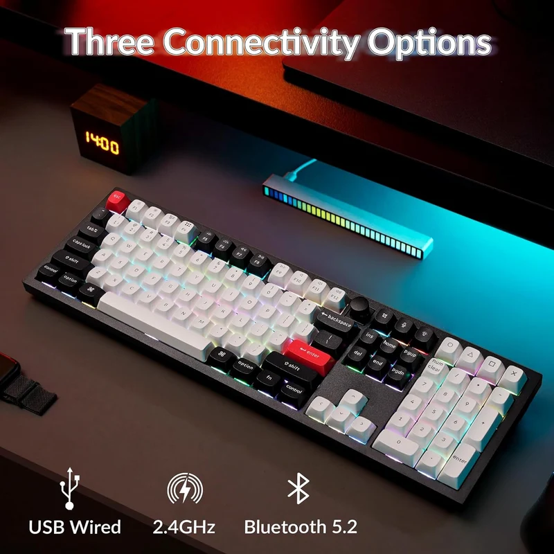 Keychron Q6 HE QMK Fully Assembled Knob RGB Full Size Wireless Custom Keyboard - Carbon Black (Gateron Double-Rail Magnetic Nebula Switch) (Q6H-M1)