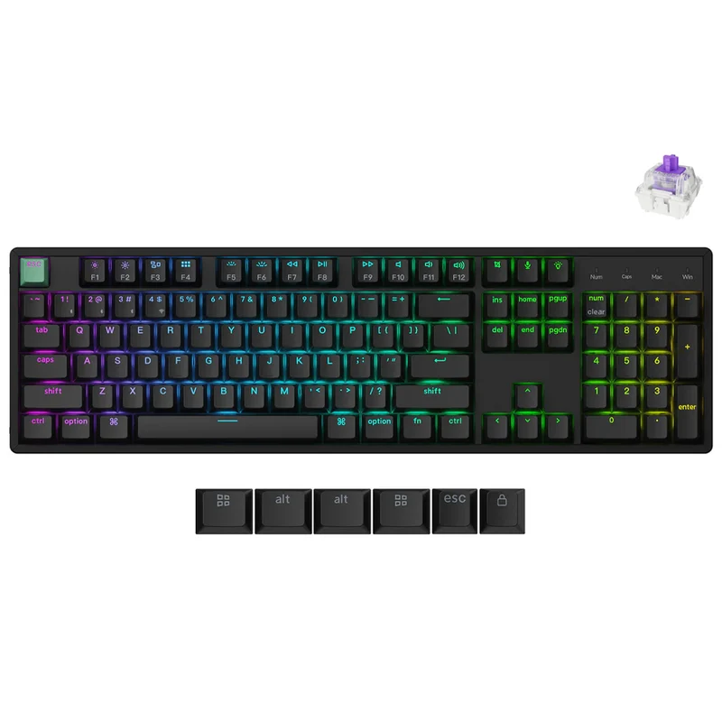 Keychron K10 HE Standard Version Full Size Wireless Magnetic Switch Custom Keyboard - Black (Gateron Double-Rail Magnetic Nebula Switch) (K10H-J1)