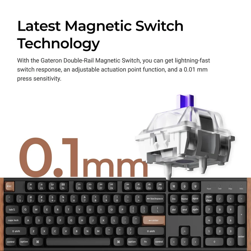 Keychron K10 HE Special Ed. Full Size Wireless Magnetic Switch Custom Keyboard - Black (Gateron Double-Rail Magnetic Nebula Switch) (K10H-F1)