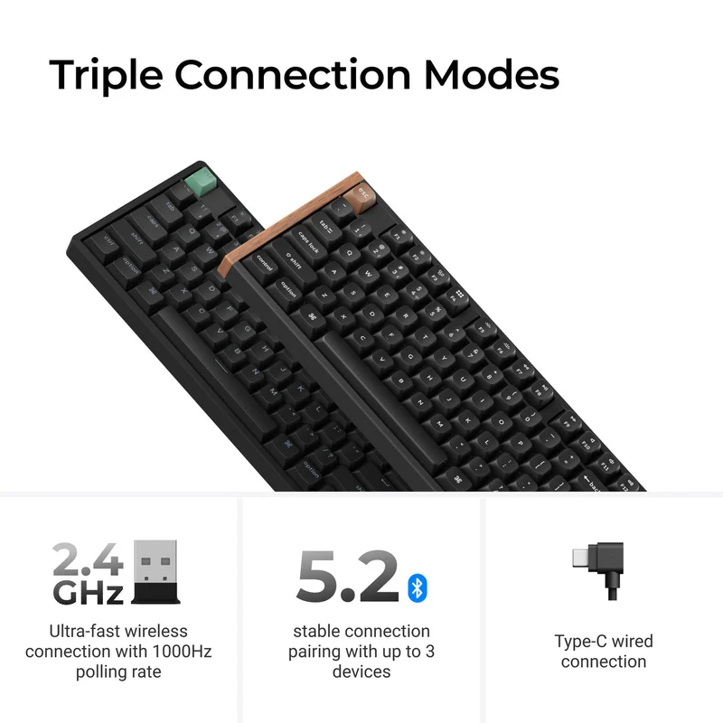 Keychron K10 HE Special Ed. Full Size Wireless Magnetic Switch Custom Keyboard - Black (Gateron Double-Rail Magnetic Nebula Switch) (K10H-F1)