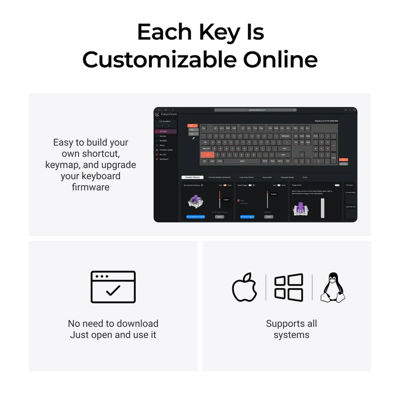 Keychron K10 HE Special Ed. Full Size Wireless Magnetic Switch Custom Keyboard - Black (Gateron Double-Rail Magnetic Nebula Switch) (K10H-F1)