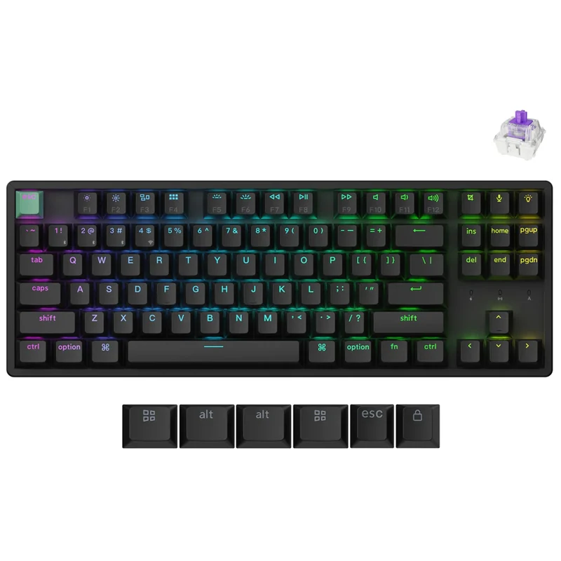 Keychron K8 HE Standard Version TKL Wireless Magnetic Switch Custom Keyboard - Black (Gateron Double-Rail Magnetic Nebula Switch) (K8H-J1)