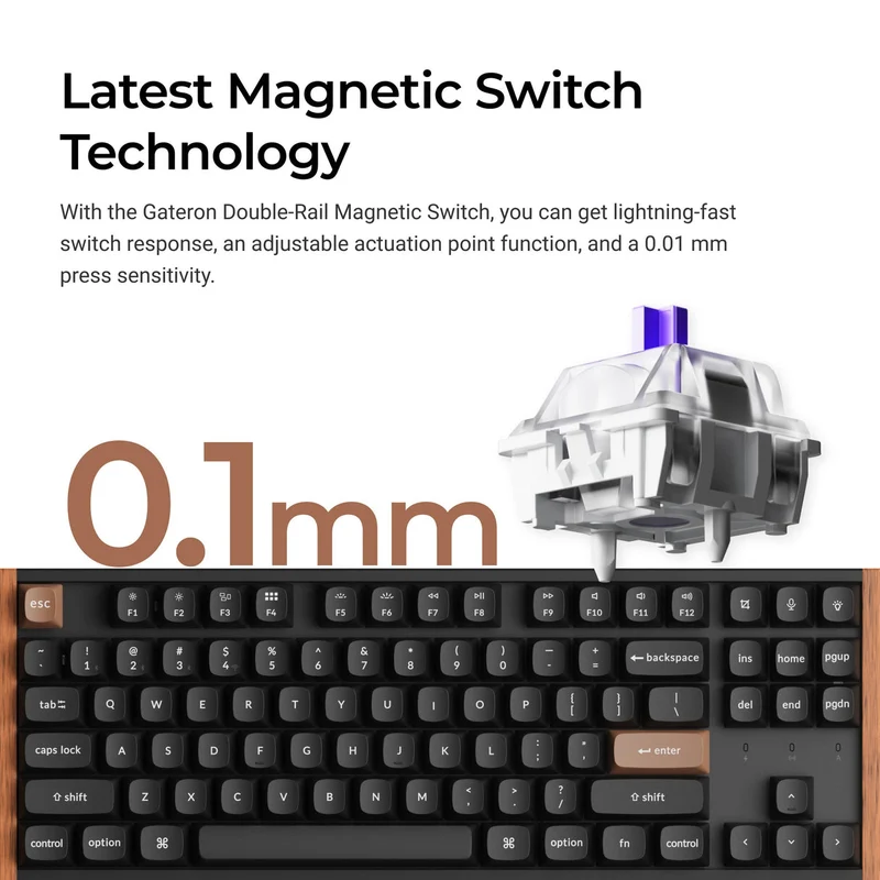 Keychron K8 HE Special Ed. TKL Wireless Magnetic Switch Custom Keyboard - Black (Gateron Double-Rail Magnetic Nebula Switch) (K8H-F1)