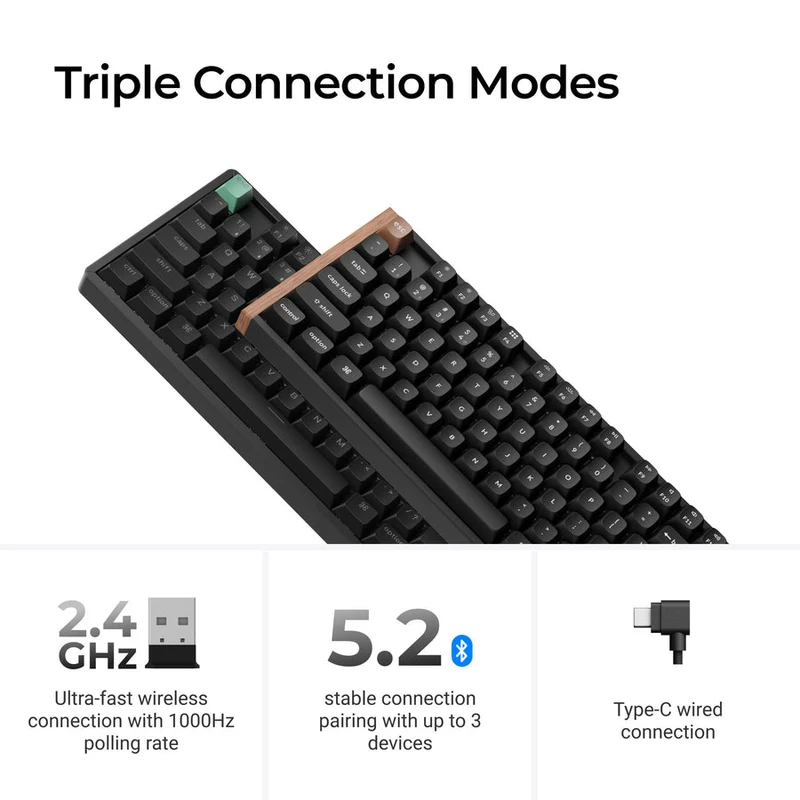 Keychron K8 HE Special Ed. TKL Wireless Magnetic Switch Custom Keyboard - Black (Gateron Double-Rail Magnetic Nebula Switch) (K8H-F1)