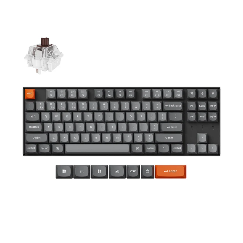 Keychron K8 Max QMK Fully Assembled White Backlight TKL Wireless Mechanical Keyboard - Black (Super Brown Switch, Super Red Switch)