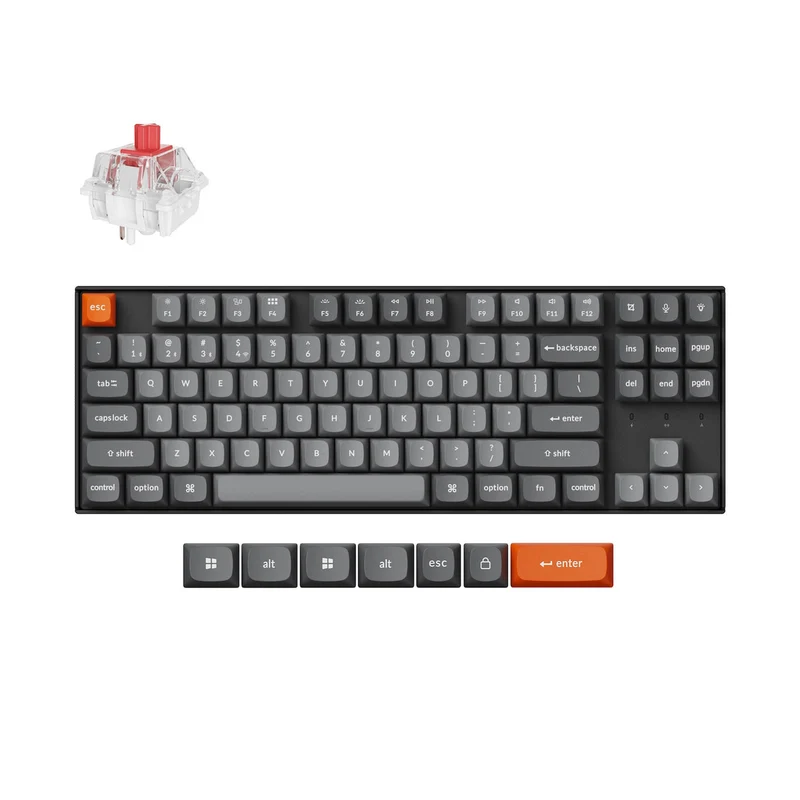 Keychron K8 Max QMK Fully Assembled White Backlight TKL Wireless Mechanical Keyboard - Black (Super Brown Switch, Super Red Switch)
