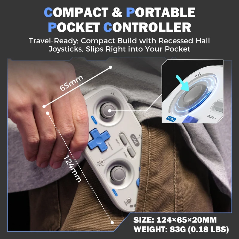 IINE Palm-Sized Retro Chronos Controller (Vintage Grey, Classic Black) (L1031, L1032)