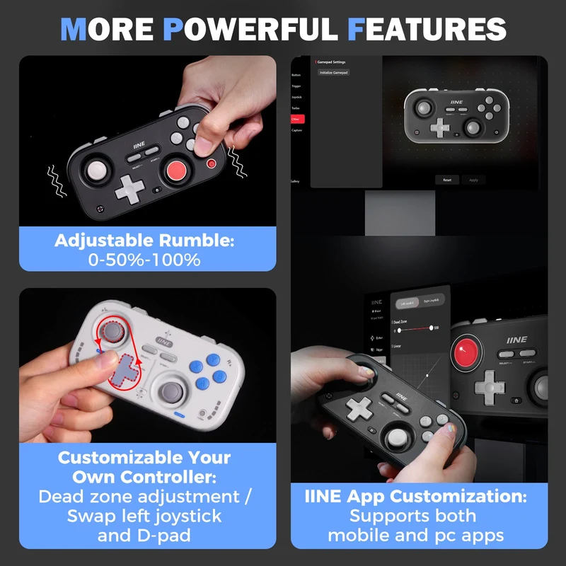 IINE Palm-Sized Retro Chronos Controller (Vintage Grey, Classic Black) (L1031, L1032)