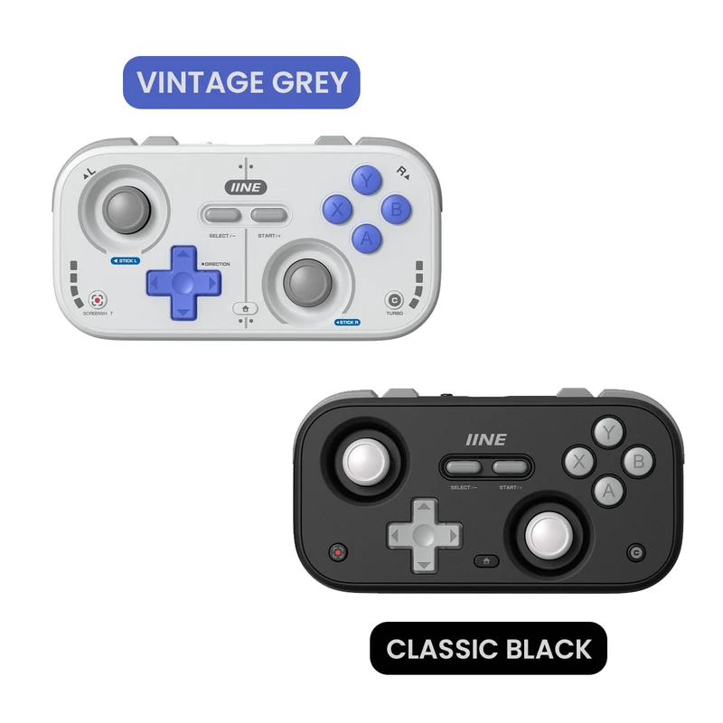 IINE Palm-Sized Retro Chronos Controller (Vintage Grey, Classic Black) (L1031, L1032)