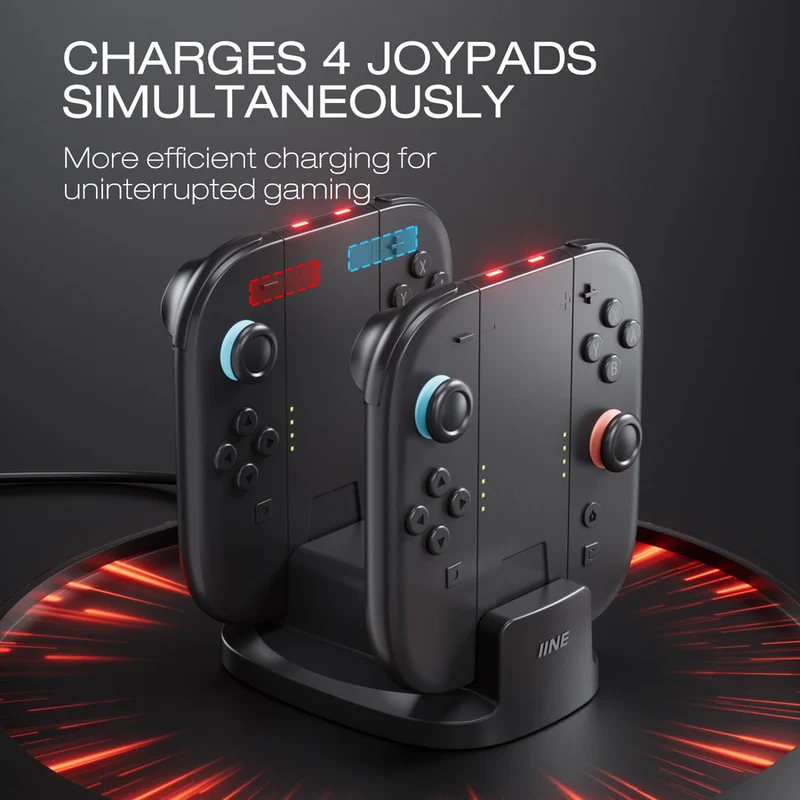 IINE 2-in-1 Charging Grip & Dock for Nintendo Switch 2 (Black) (L1106)