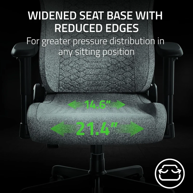 Razer Iskur V2 X Fabric Essential Gaming Chair with Built-in Lumbar Support (Black/Green, Light Gray)