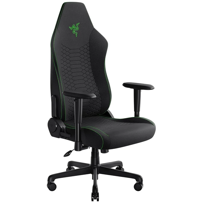 Razer Iskur V2 X Fabric Essential Gaming Chair with Built-in Lumbar Support (Black/Green, Light Gray)