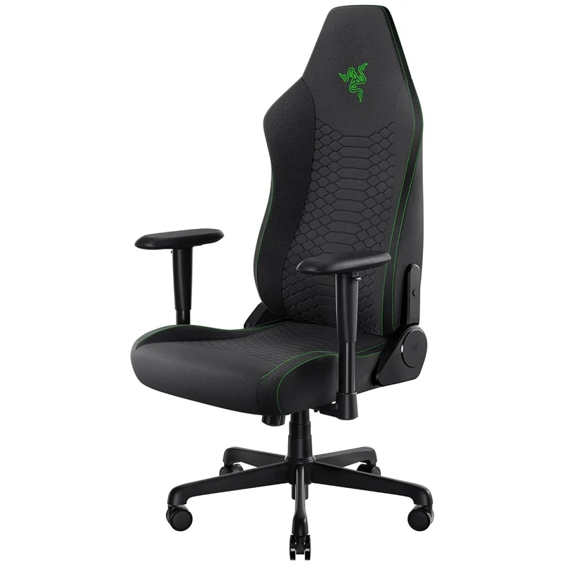 Razer Iskur V2 X Fabric Essential Gaming Chair with Built-in Lumbar Support (Black/Green, Light Gray)