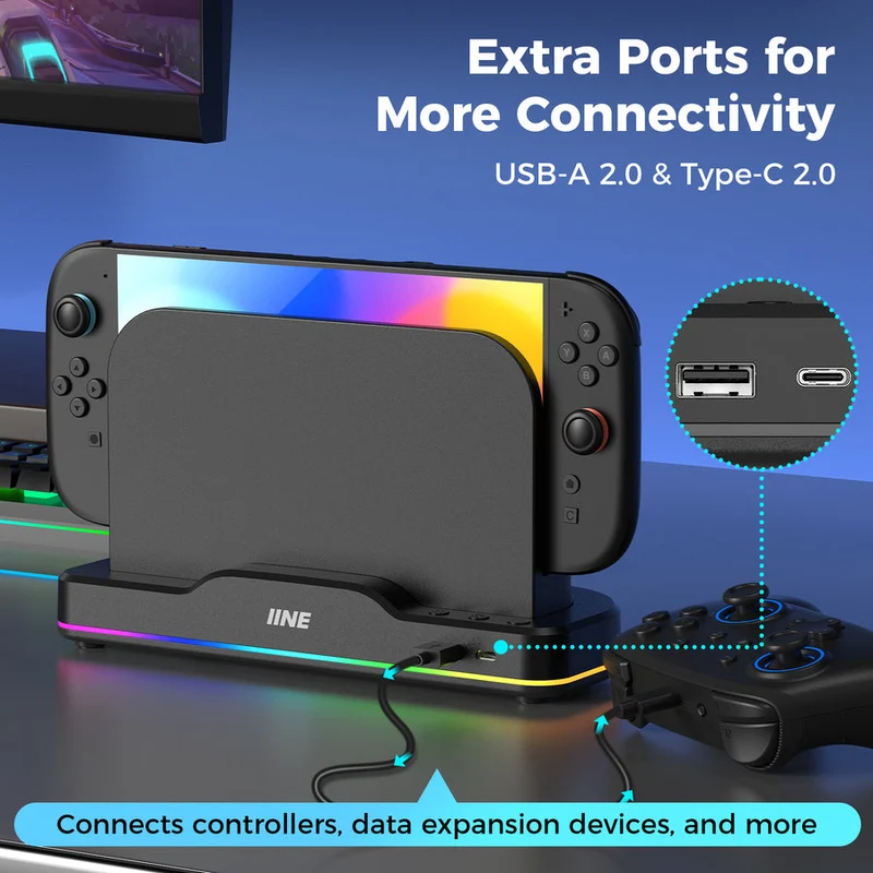 IINE RGB Cooling Base for Nintendo Switch 2 (Black) (L1101)