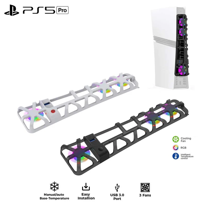 Dobe Cooling Fan RGB for PS5 Pro TP5-35153S (Transparent Black, White)