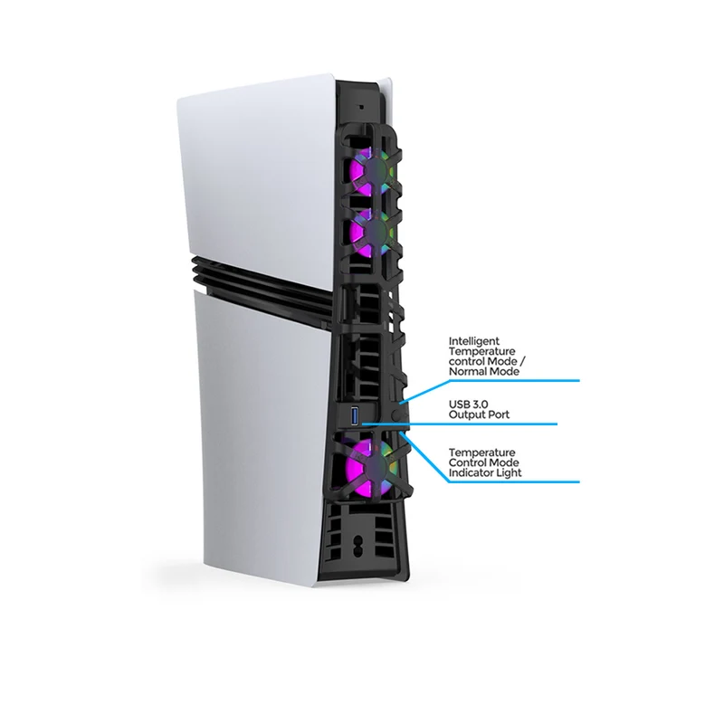 Dobe Cooling Fan RGB for PS5 Pro TP5-35153S (Transparent Black, White)