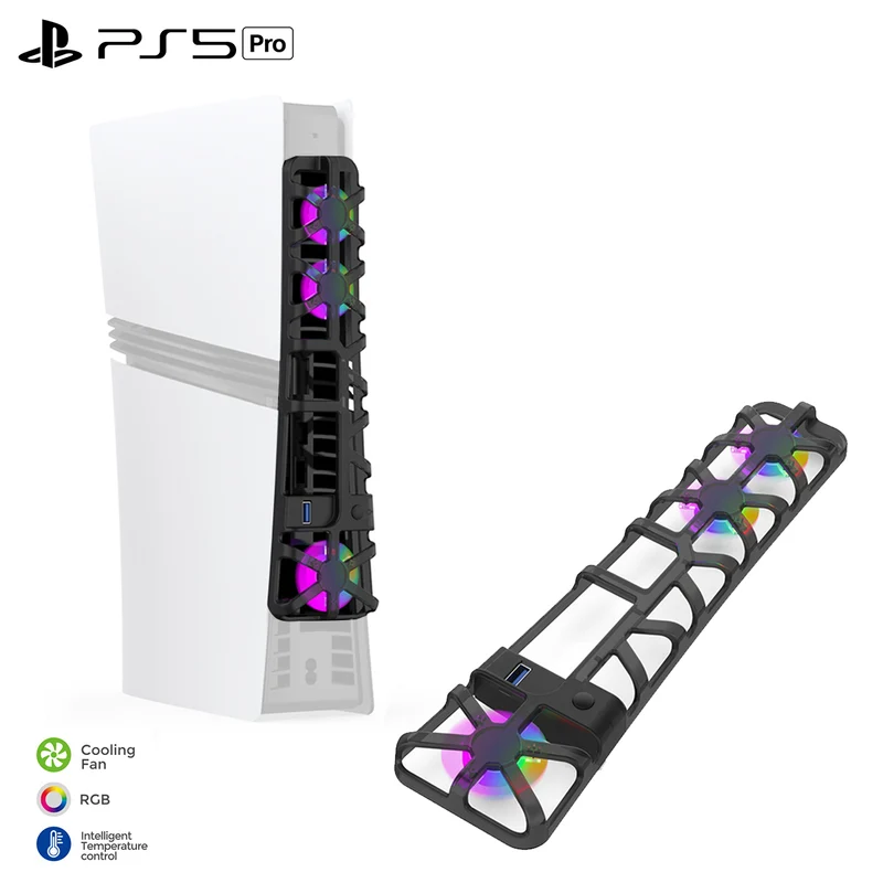 Dobe Cooling Fan RGB for PS5 Pro TP5-35153S (Transparent Black, White)