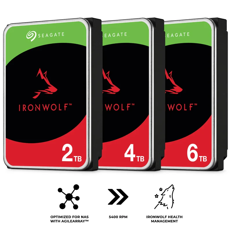 Seagate IronWolf NAS SATA 3.5-Inch 6GB/s 256MB Cache 5400 RPM Internal HDD (2TB, 4TB, 6TB)