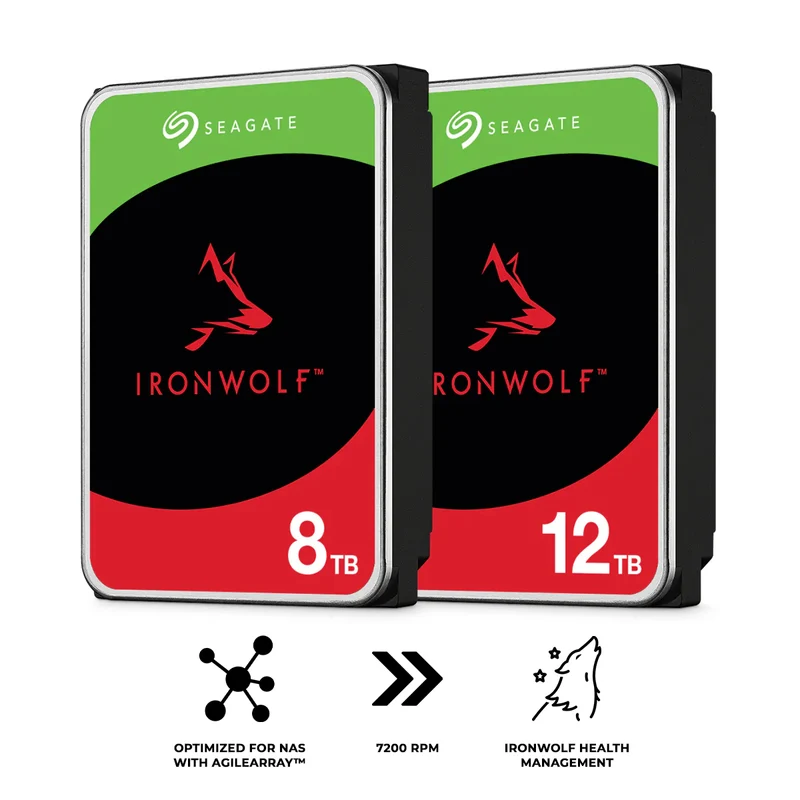 Seagate IronWolf NAS SATA 3.5-Inch 6GB/s 256MB Cache 7200 RPM Internal HDD (8TB, 12TB)