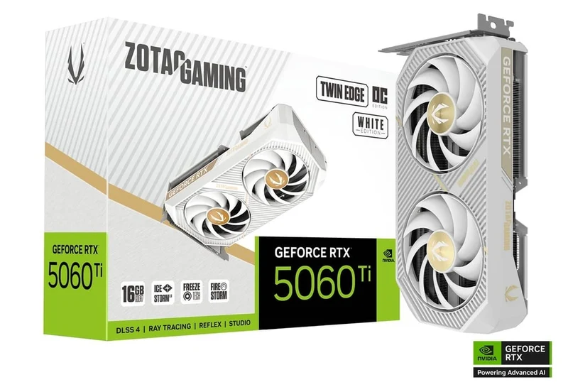 Zotac Gaming GeForce RTX 5060 Ti 16GB Twin Edge OC GDDR7 Graphics Card (White) (ZT-B50620Q-10M)