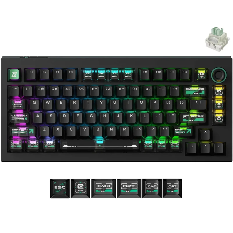 Keychron Lemokey L5 HE Fully Assembled Knob RGB Hot-Swappable 75% Magnetic Switch Custom Gaming Keyboard - Cyber (Lemokey Ultra-Fast Lime Magnetic Switch) (L5W-W1)