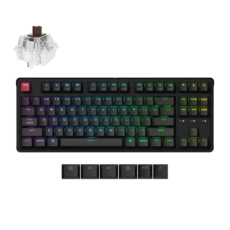 Keychron C3 Pro 8K QMK RGB Hot-Swappable 80% TKL Wired Custom Mechanical Keyboard (Super Banana Switch, Super Brown Switch, Super Red Switch)