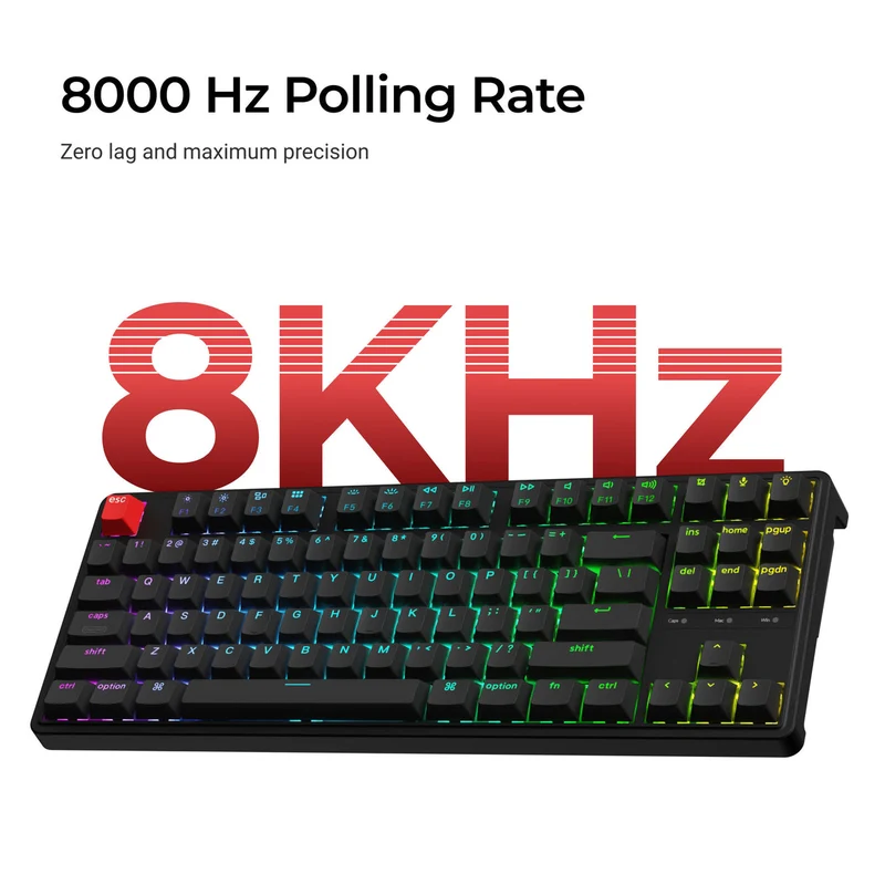 Keychron C3 Pro 8K QMK RGB Hot-Swappable 80% TKL Wired Custom Mechanical Keyboard (Super Banana Switch, Super Brown Switch, Super Red Switch)