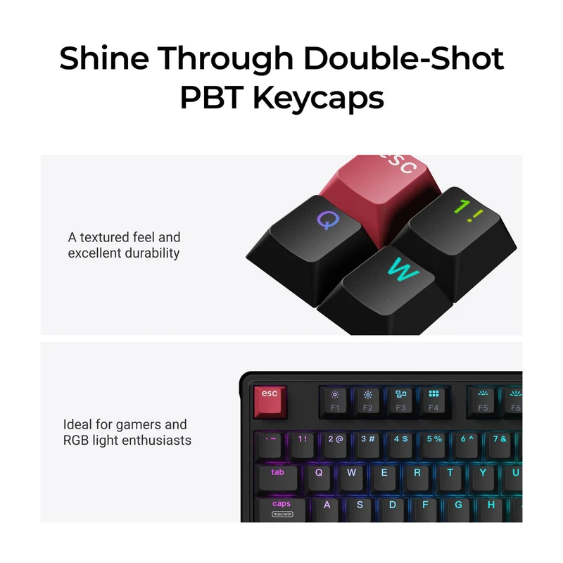 Keychron C3 Pro 8K QMK RGB Hot-Swappable 80% TKL Wired Custom Mechanical Keyboard (Super Banana Switch, Super Brown Switch, Super Red Switch)