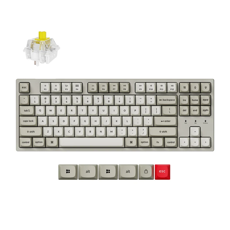 Keychron C1 Pro 8K QMK RGB Hot-Swappable 80% TKL Wired Custom Mechanical Keyboard (Super Banana Switch, Super Brown Switch, Super Red Switch)