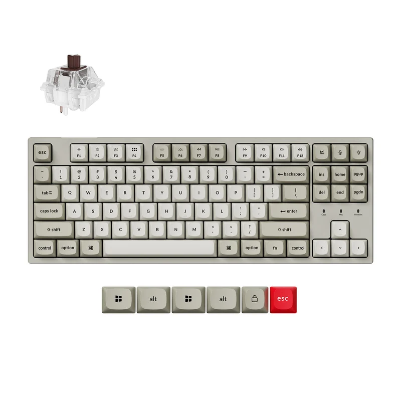 Keychron C1 Pro 8K QMK RGB Hot-Swappable 80% TKL Wired Custom Mechanical Keyboard (Super Banana Switch, Super Brown Switch, Super Red Switch)