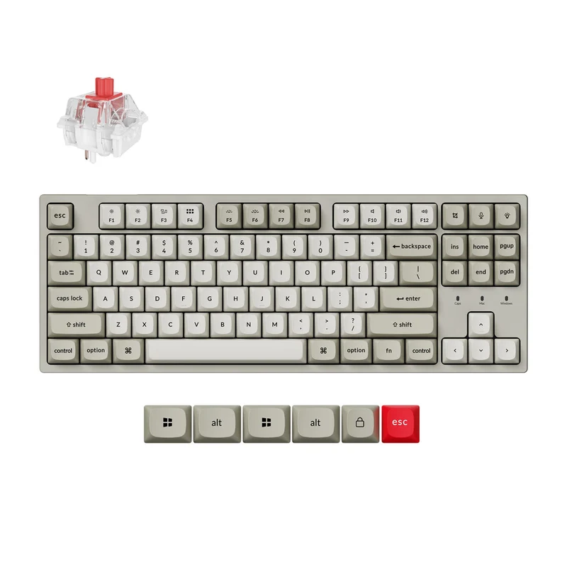 Keychron C1 Pro 8K QMK RGB Hot-Swappable 80% TKL Wired Custom Mechanical Keyboard (Super Banana Switch, Super Brown Switch, Super Red Switch)