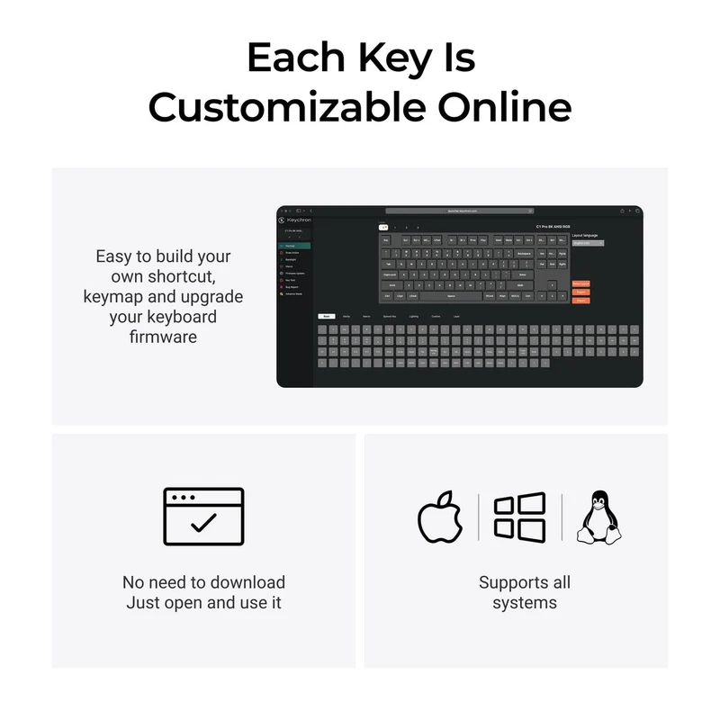 Keychron C1 Pro 8K QMK RGB Hot-Swappable 80% TKL Wired Custom Mechanical Keyboard (Super Banana Switch, Super Brown Switch, Super Red Switch)