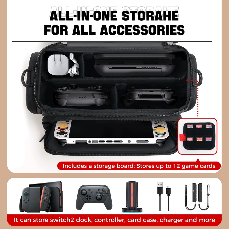 IINE Carrying Storage Bag for Nintendo Switch 2 (Black) (L1122)