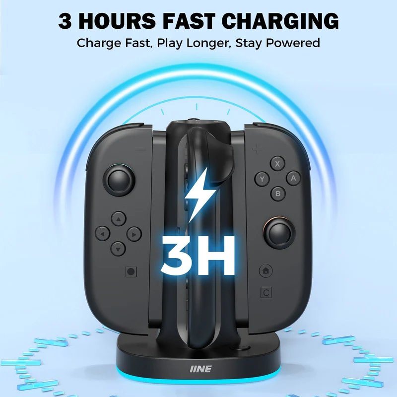 IINE Charging Dock with 4 Slots for Nintendo Switch 2 Controller (Black) (L1145)