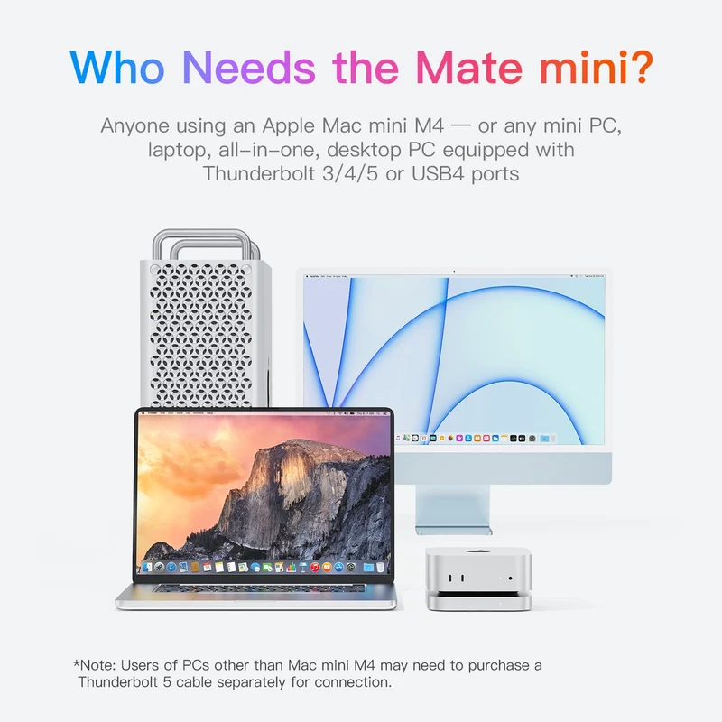 Beelink Mate Mini 80Gbps Thunderbolt 5 Dock for Mac Mini M4/ Windows Mini PC (Mate Mini B Barebone/ No SSD, 1TB, 2TB, 4TB)