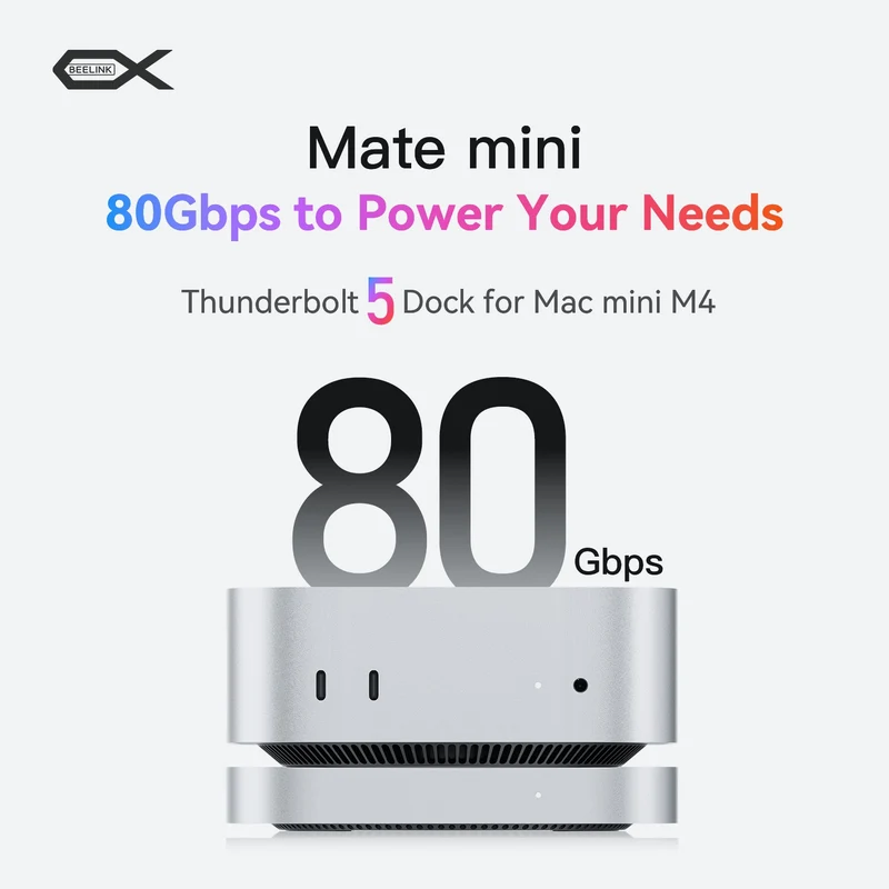 Beelink Mate Mini 80Gbps Thunderbolt 5 Dock for Mac Mini M4/ Windows Mini PC (Mate Mini B Barebone/ No SSD, 1TB, 2TB, 4TB)