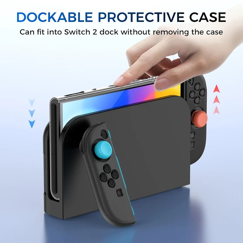 IINE Transparent PC Back Case + Silicone Joy-Pad Case Black for Nintendo Switch 2 (L1090)