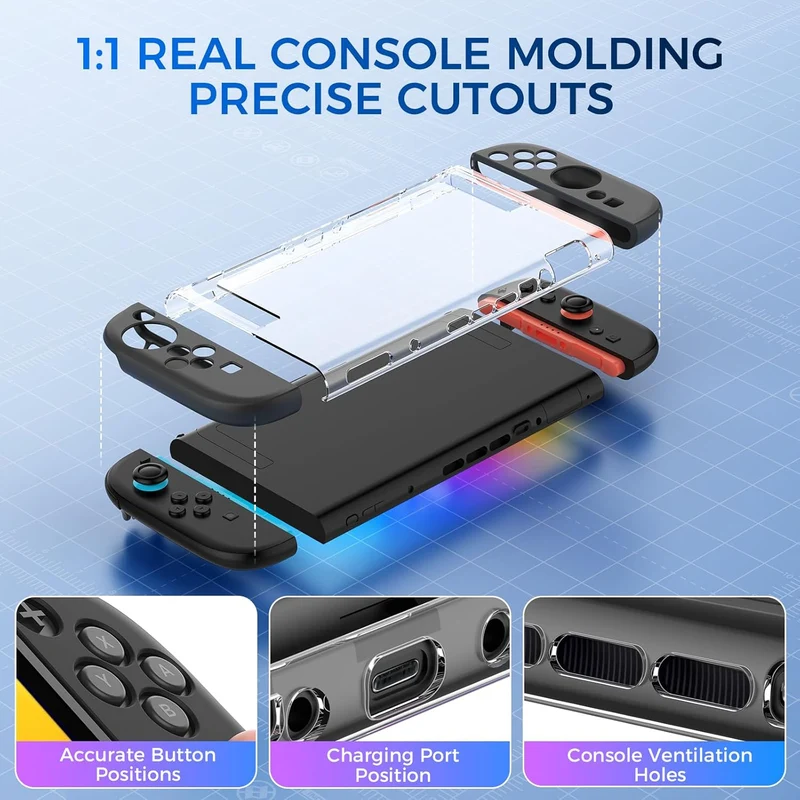 IINE Transparent PC Back Case + Silicone Joy-Pad Case Black for Nintendo Switch 2 (L1090)