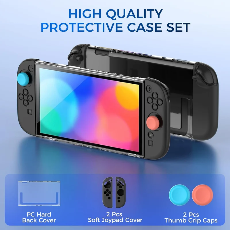 IINE Transparent PC Back Case + Silicone Joy-Pad Case Black for Nintendo Switch 2 (L1090)