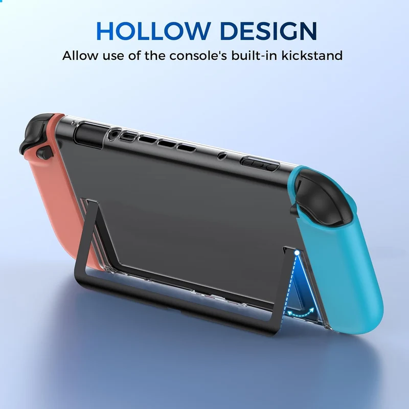 IINE Transparent PC Back Case + Silicone Joy-Pad Case Blue/ Orange for Nintendo Switch 2 (L1091)