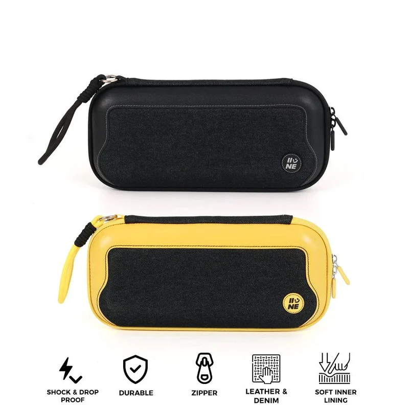 IINE EVA Carrying Storage Bag for Nintendo Switch 2 (Black, Yellow/Back)