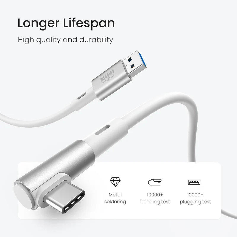 Kiwi Design Link Cable 16Ft (5M) for Meta Quest 2/3/Pro/3S/Pico 4 (Black, White) (QC-8)