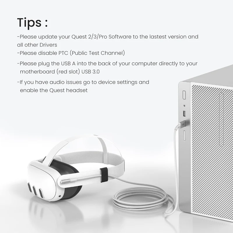 Kiwi Design Link Cable 16Ft (5M) for Meta Quest 2/3/Pro/3S/Pico 4 (Black, White) (QC-8)