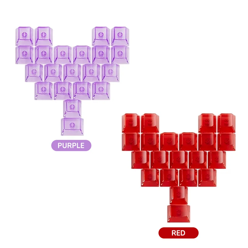 Veekos Love PC Transparent Keycap Set Cherry Profile 21 Keys (Purple, Red)