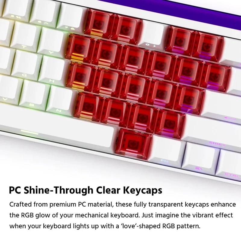 Veekos Love PC Transparent Keycap Set Cherry Profile 21 Keys (Purple, Red)