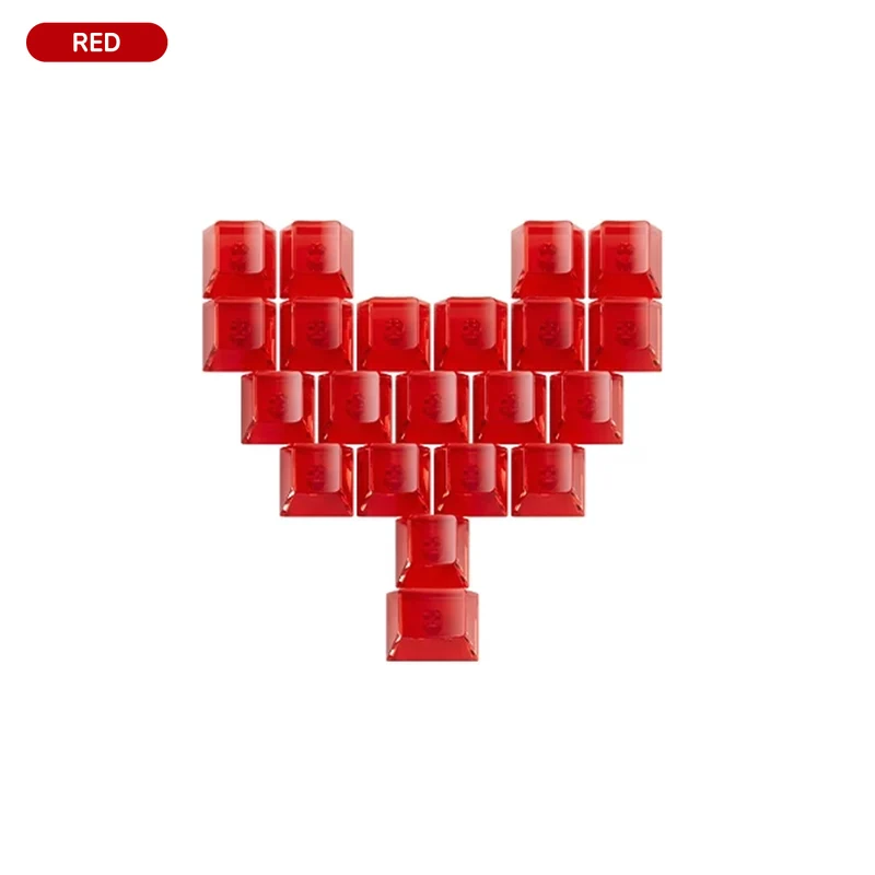 Veekos Love PC Transparent Keycap Set Cherry Profile 21 Keys (Purple, Red)