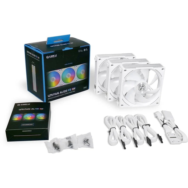 Lian Li Uni Fan AL120 V2 RGB 120mm Revolutionized Daisy-Chain ARGB Triple Fan (White) (UF-AL120V2-3W)