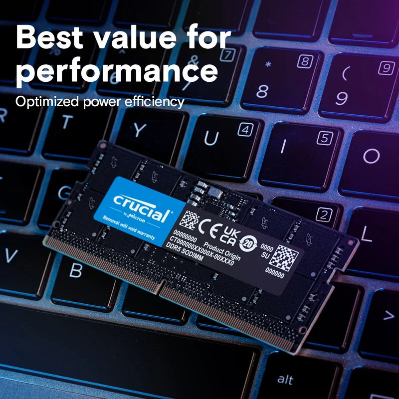 Crucial 24GB DDR5 5600MHz CL16 Sodimm Notebook Memory (CT24G56C46S5)